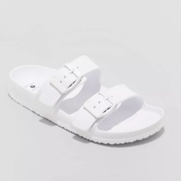 Shade & Shore Shoes - Neida EVA Two Band Slide Sandals White - Shade & Shore